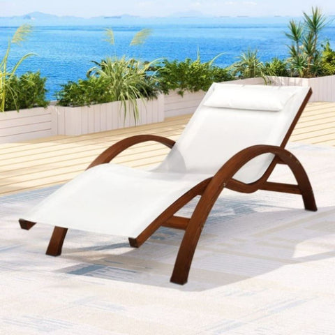 Gardeon Sun Lounge Outdoor Furniture Timber Armchair Wooden Stand HM-TIM-CHAIR-LOUN