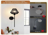Battery Operated Wall Sconces Set of 2, Boho Rattan LED, Rechargeable, Remote, RGB Dimmable V1263-JX-5791