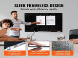 Magnetic Glass Whiteboard, Dry Erase Board 36"x24", Wall-Mounted Large White Glassboard Frameless, V952-CXGCBLBGHBL3VB8RKV0