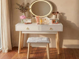 Dressing Vanity Table Stool Set with Make-up LED Lighted Mirror-White V264-TAB-708C-WHE-NA-1