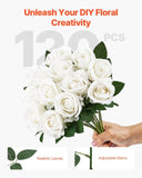 VEVOR 120 Pcs White Roses Artificial Flowers Realistic Bouquet Xmas Home Decor V952-RZMGHSBS120PXVJ3D001V0