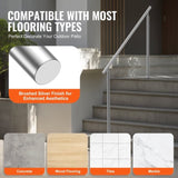 Handrails for Outdoor Steps, 59 in/ 150cm Length Stair Hand Rail Kit, Transitional Stainless Steel V952-BXGSLZFS150CEE3Y3V0