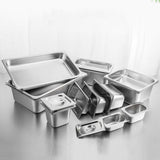 SOGA 6X Gastronorm GN Pan Full Size 1/3 GN Pan 10cm Deep Stainless Steel Tray With Lid GP5416WLIDX6