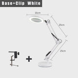 2-in-1 White LED Magnifier Desk Lamp With Base and Clip - Hands-Free, Dimmable 3-Color Light for V888-ELOSUNG393012