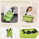 2-in-1 Foldable Shopping Trolley Bag, Waterproof Oxford Fabric & 33 lbs Heavy Duty Rolling Cart, V1366-AZ2-W-10836