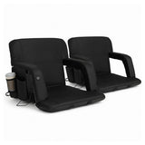 Artiss 2X Floor Lounge Sofa Bed With Armrest Heated Cushion FLOOR-ARM-0600D-BKX2