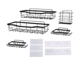 Wall Shower Shelf Carbon Steel Floating Mount Adjustable Height for Bathroom Kitchen Storage 5Pcs V1294-YM0901-3112250033311