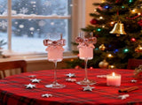 Pink Bow Champagne Flutes Set of 2 High Footed Winees 9.64 Inches Tall 5.41 oz Crystal Clear V1369-AZ3-W-21559
