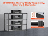 Storage, 2400 lbs, 4 Tier Garage Storage Shelving, 20" D x 40" W x 57" H Adjustable Metal V952-JSBSXHJ20405S2LA2V0