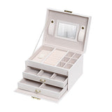 Jewellery Box With Mirror Double Drawers Organizer Storage Lock Case V462-FB-54-03