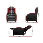 Artiss Recliner Chair Gaming Chair Leather Black Serik RECLINER-A10-GAME-BK-RD