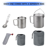 750ml titanium pot 750ml Pot Water Mug Cup with Lid and Foldable Handle Portable Camping Cookware V1369-AZ3-W-16073