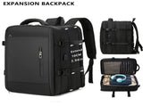 Expansion Backpack Travel Backpack Expandable Storage Multiple Compartments - Black - Size L V1347-DSZ-BP-001-BLK-L