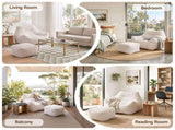 Artiss Bean Bag Sofa w/Ottoman Corduroy for Adults Teens White SBED-N-01-WH