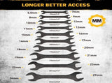 ELEAD 19Pcs 3mm Super Thin Wrench Set SAE Metric Chrome Vanadium Steel Tools V465-70020