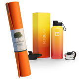 Jade Yoga Harmony Mat - Orange & Iron Flask Wide Mouth Bottle with Spout Lid, Fire, 32oz/950ml V398-JY-368TO-IFB