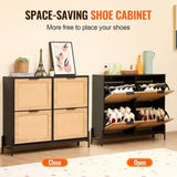 VEVOR Rattan Shoe Storage Cabinet Shoe Storage Organizer with 4 Flip Drawers V952-FCTBXJ4C3744YMK5GV0