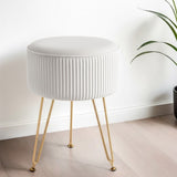 Artiss Ottoman Foot Stool Vanity Velvet Round White FS-B-02-VEL-WH