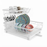 CARLA HOME 2 tier Dish Drying Rack with Drainboard & Utensil Holder for Kitchen V178-36539