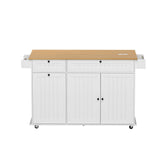 Artiss Kitchen Island Trolley Rolling Serving Cart Storage Drawer Cabinet 150cm White FUR-S-KI-FLD130-WH-AB