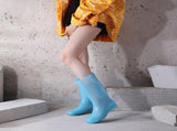 Tall Rain Boots Non Slip Waterproof Rain Shoes PVC Transparent Rain Footwear with Plush Cotton V1294-YM0716-3117220132820