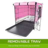 Wire Dog Cage Foldable Crate Kennel 42in with Tray PINK Cover Combo V274-PET-WCCV42-PK
