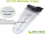 2 Pack Blender Cups Compatible with Nutri Ninja Auto IQ Series, Sip and Seal Lids, 32 oz V1237-MS-912-090