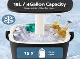 Gardeon 2-in-1 Outdoor Bar Table Portable Wine Cooler 15L Ice Bucket Tong Black ODF-COOLER-Q-BK