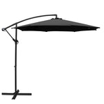 Instahut 3m Outdoor Umbrella Cantilever Beach Garden Patio Black UMB-BAN-8RIB-BK