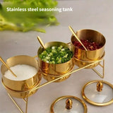 304 Stainless Steel Golden Seasoning Jar 270ml Large Capacity with Visible Glass Lid, Dustproof & V1232-TWG-SJT-001