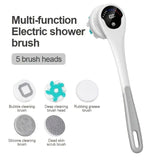 Multi-Function Electric Body Brush 360&deg Rotation, Auto-Cleaning, 5 Brush Heads, 3-Speed Adjustment, V1232-DDMYS002