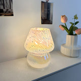 Brown Vintage Speckled All Glass Mushroom Table Lamp - Bedside Soft Ambient Night Light, AU Plug V888-ELOSUNG55166-6