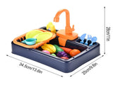 19PC Kitchen Play Sink Toy with Play Food & Color Changing Toy Dishes Play Sink with Running Water V1192-AZ-W-10044