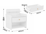 Artiss Bedside Table Drawer Charging Station White FUR-S-BS-04-WH