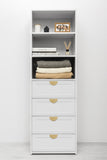 GENEVA 3 SHELF 4 DRAWER BUILT IN WARDROBE - WHITE - HAMPTON - HALF MOON BRASS V164-ECW2HBO4G