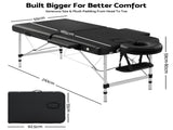 Zenses Massage Table 55cm Portable 2 Fold Aluminium Beauty Bed Black MT-ALUM-2FOLD-BK-55