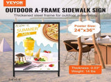 A Frame Sidewalk Sign, 61x91cm Heavy Duty Slide-in Signboard Holder, Double-Sided Folding Sandwich V952-XHBZA2436INCHM1FCV0