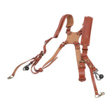 Dual Shoulder Leather Harness Comfortable Camera Strap Accessories for 2 Cameras Brown V1294-YM0523-3117220079611