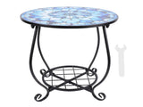 Metal Round Side Table Iron Decorative Patio Accent Table Outdoor Coffee Table for Garden Balcony V1294-YM0901-3116250020312