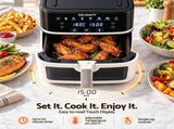 Devanti 8L Air Fryer BBQ Grill 2-in-1 Flip 1650W Touch Control Oil Free White AF-K-H-8L-WH