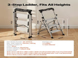 3 Step Ladder, Folding Step Stool with Wide Anti-Slip Pedal and Comfort Handgrip, 150 kg Capacity V952-LHJBGTSB00002PVUB001V0