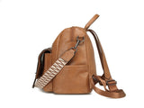 Black Retro Soft PU Leather Backpack for Women - Water-Resistant Large Capacity Travel Rucksack with V888-ELOSUNG45250