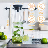 Glass Carafe, 1200Ml Glass Water Pitcher With Silicone Lid, For Homemade Beverage/Iced V1188-MS-227-0784