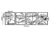 Yezi Metal Wall Art 4Pcs Floral Minimalist Line Decor DECO1032