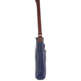 Milleni Womens Italian Leather Bag Soft Nappa Leather Cross-Body Travel - Indigo/Chestnut V563-NL2439-INDIGO_CHESTNUT