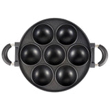 7-Cup Nonstick Baking Pan with Handle,Mini Muffin Tray,Round Metal Oven Bakeware,Black V1366-AZ2-W-16888