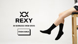 10X Rexy 3D Seamless Crew Socks Medium Slim Breathable BLACK V274-GM-RX3DCW-M10-BK