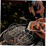 Stainless Steel BBQ Rib Rack, Non-Stick Holder for up to 5 Racks of Ribs, Outdoor Grilling, Camping V1189-LC-HW-00569