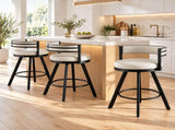 Artiss Bar Stools Set of 3 Swivel Counter Stools with Padded Backrest PU Leather Beige BA-TW-W0098-BGX3
