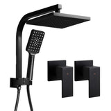 Cefito 8'' Rain Shower Head Set Handheld Square High Pressure Twins Tap Black SHOWER-A2-SQ-8-BK-TAP